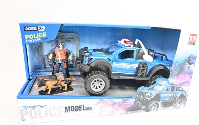 Polizei-Spielset mit Licht- und Soundeffekten mit Figur und Hund