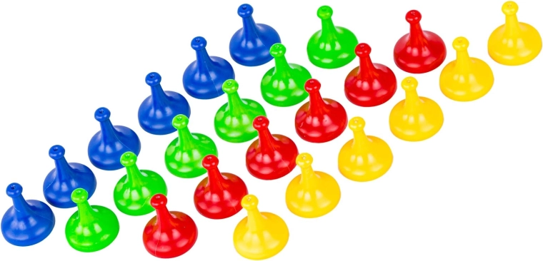 Farbige Spielfiguren für 2–4 Spieler