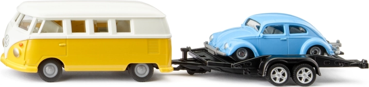Siku Super – Volkswagen T1 mit Anhänger und Käfer 1:50