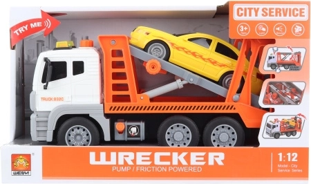 Plastik-Autotransporter mit Batterie 1:12 mit Licht und Sound