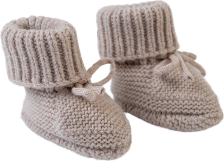 Lodger Merino-Strickschühchen beige 0–6 Monate
