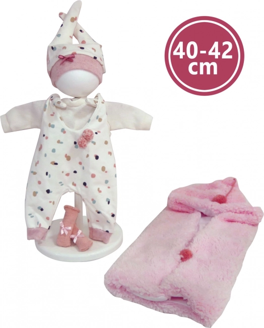 Kleidung für Puppe NEW BORN 40–42 cm – 4-teiliges Set mit wendbarer Decke