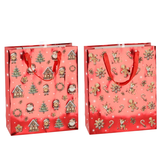Geschenktasche Weihnachts-Lebkuchen 30 × 42 × 12 cm, Motivmix (12 Stk.)