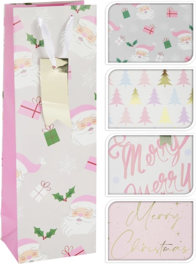 Geschenktasche für Flaschen Weihnachten Rosa