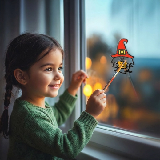 Halloweendekoration zum Ausmalen für das Fenster mit Pinsel