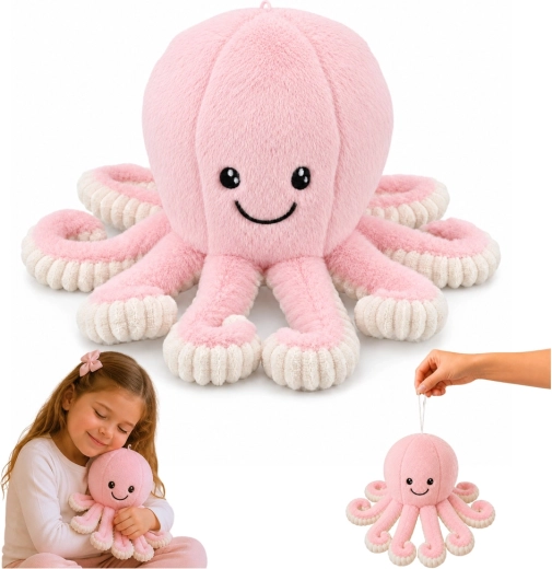 Plüsch-Oktopus – rosa Kuscheltier mit federnden Tentakeln 30 cm