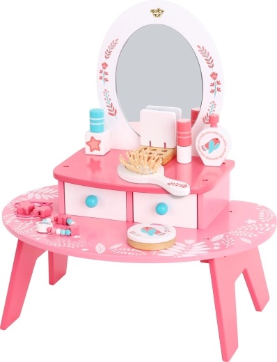 Rosa Schminkkommode aus Holz mit Spiegel TOOKY TOY