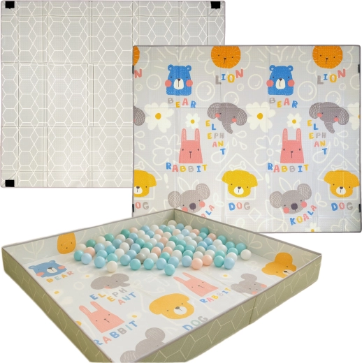 3-in-1: Spielmatte, Laufstall und Bällchenbad