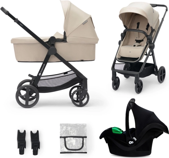 Kinderkraft Kombikinderwagen 3in1 Newly sand beige mit Babyschale Mink Pro