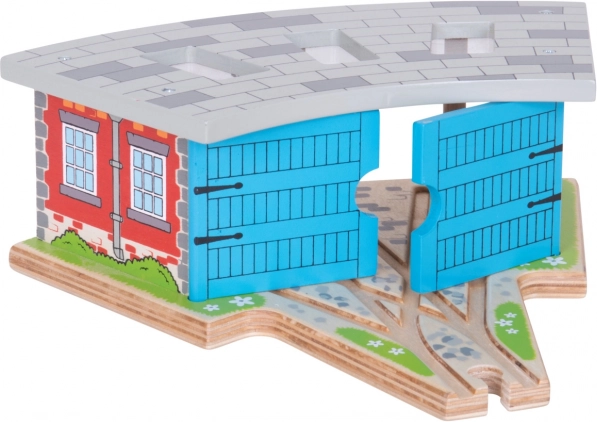 Bigjigs Rail dreifaches Depot mit Toren für Holzeisenbahnen