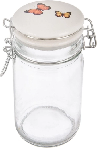 Glasdose mit Clip und Keramikdeckel JARO Schmetterling 0,25 l