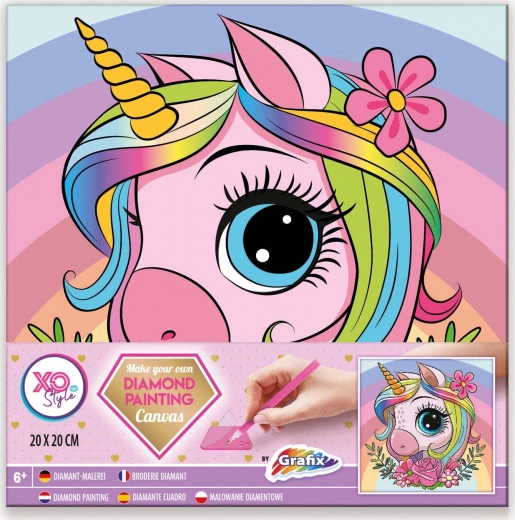 Diamantmalerei auf Rahmen Einhorn 20 × 20 cm