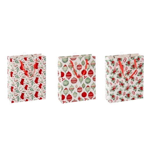 Weihnachtliche Geschenktasche Świąteczne Symbole 18 × 24 × 8 cm, Set mit 12 Stück