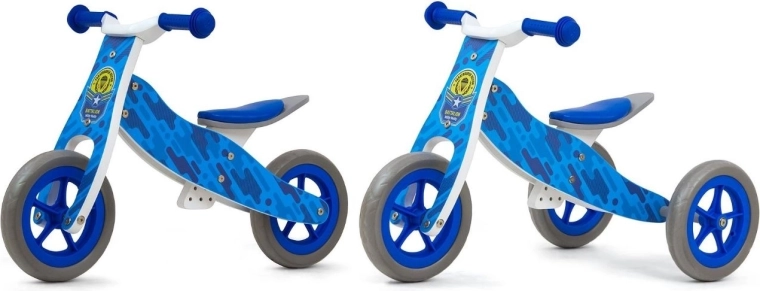 Milly Mally Holz-Laufrad 2-in-1 Cool blue army