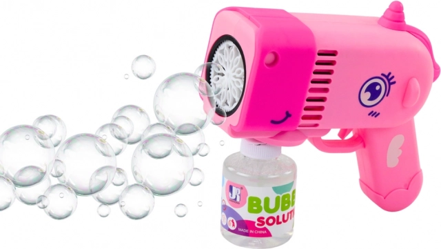 Seifenblasenpistole mit LED-Lichtern – rosa Dinosaurier