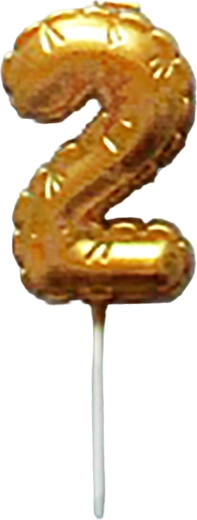 Tortenkerze Zahl 2 gold 6 cm