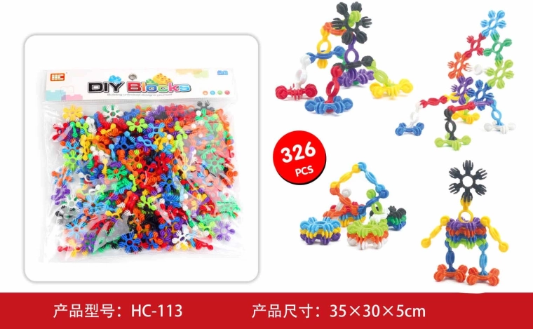 Mega-Set farbiger Konstruktionsbausteine in Blumenform – 326 Teile
