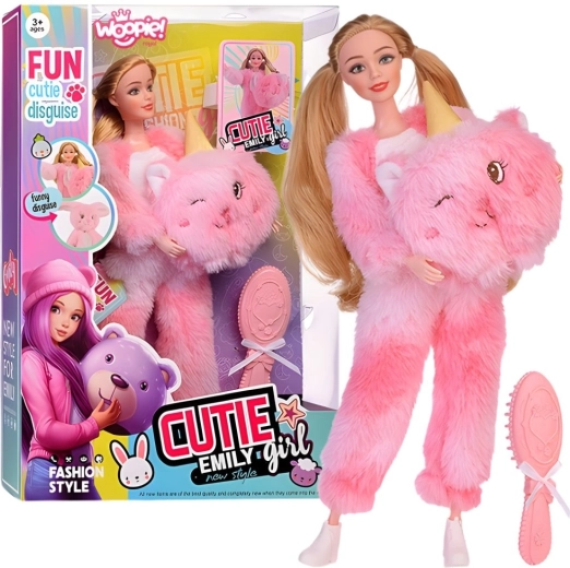 Woopie Royal Puppe Emi im rosa Bärenkostüm