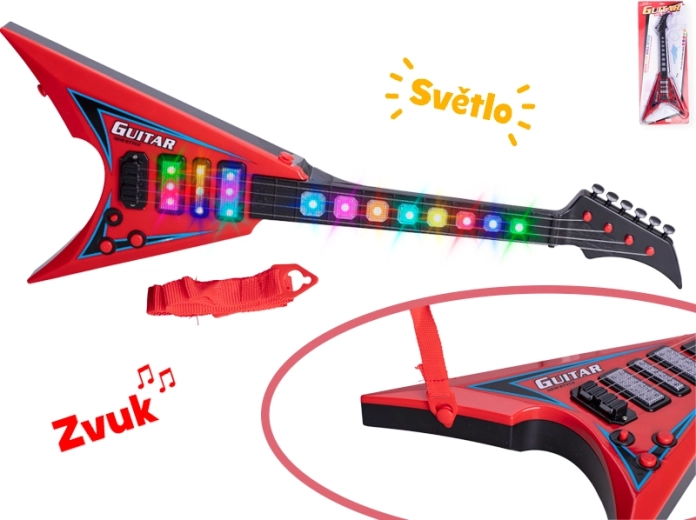 Kinder-E-Gitarre 58 cm mit Lichtern und Sounds