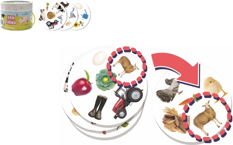 Jiri Models Kartenspiel Reaktionsspiel! Bauernhof in einer runden Schachtel
