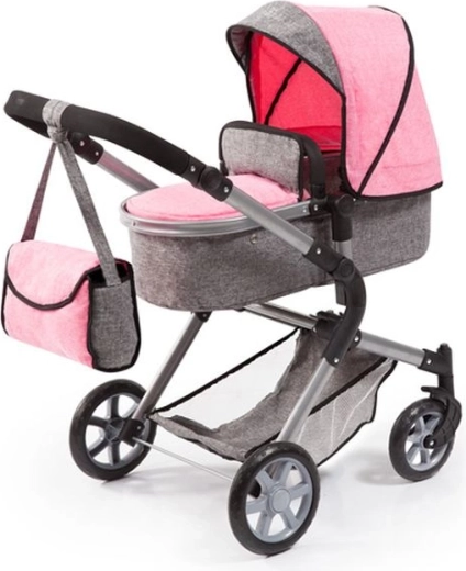 Bayer City Neo tiefer Puppenwagen grau-rosa