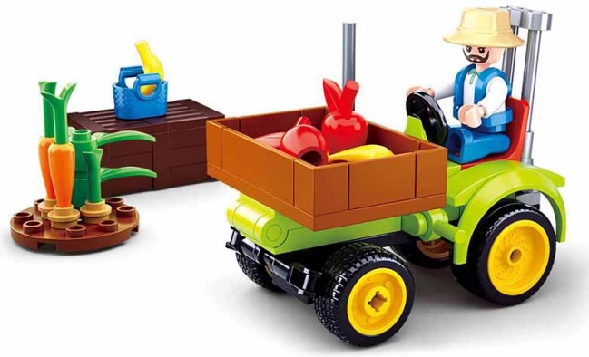 Bausteinset Sluban Städtchen Bauernhof Obsttraktor