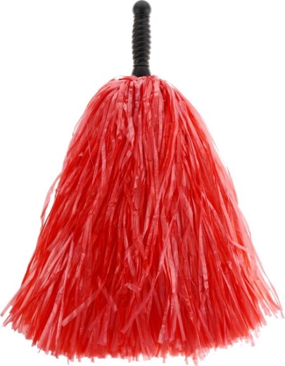 Roter Cheerleading-Pompon mit schwarzem Griff