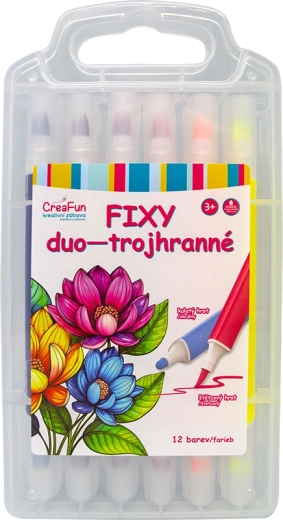 CreaFun Fixy Duo dreikantig, Set mit 12 Farben