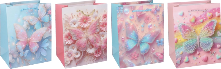 Geschenkpapiertüte M 26 × 32 × 10 cm – Schmetterling, für Kinder