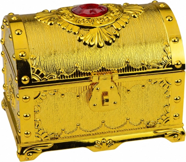 Verzierte goldene Truhe wie aus einer Piratenexpedition
