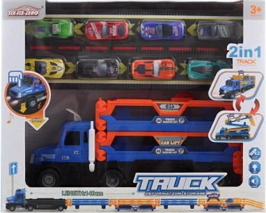 Batteriebetriebener LKW mit Rennbahn und Autos 2-in-1