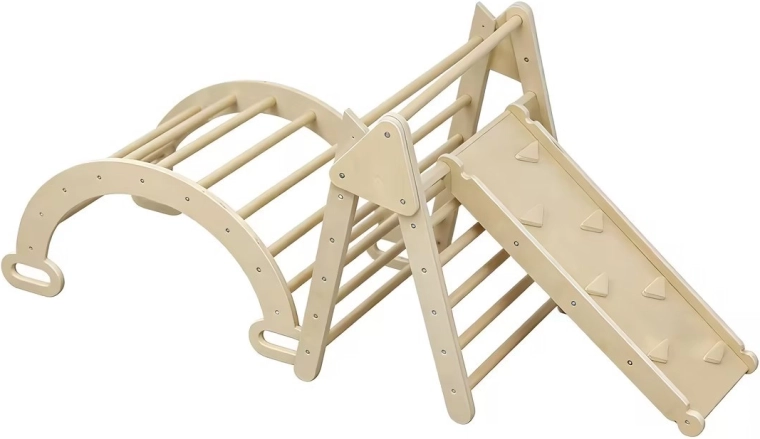 Montessori/Pikler Kletterset aus Holz Baby Mix 3-in-1, klappbar, natur