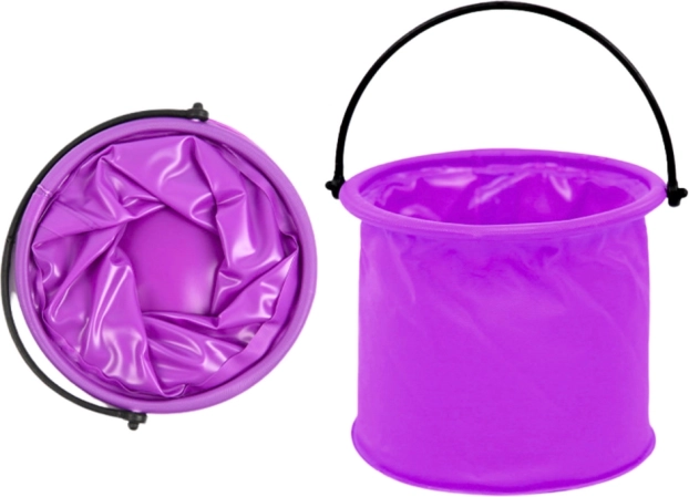 Lila zusammenklappbarer Plastikeimer