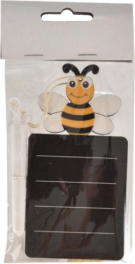 Holz-Beschriftungsschild mit Biene 7 × 13 cm, schwarz