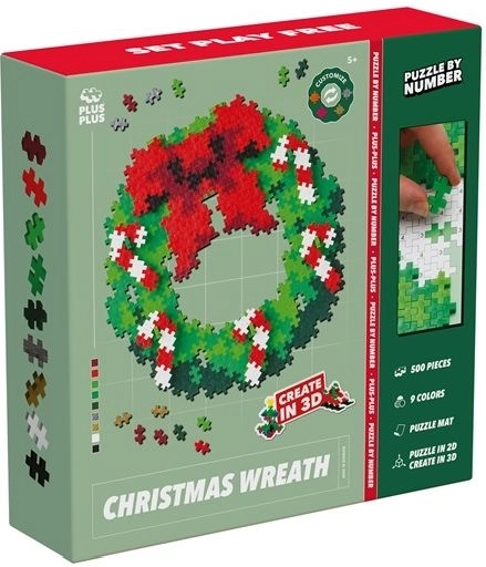 Plus-Plus Puzzle nach Zahlen Weihnachtskranz 500 Teile