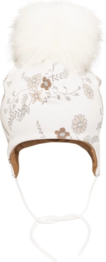 Warme Mütze mit Öhrchen und großem Bommel