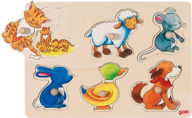 Holzpuzzle-Einlegebrett Mama und Junges