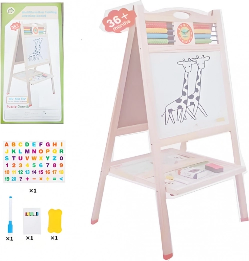 Doppelseitige Holztafel mit Abakus und Zubehör