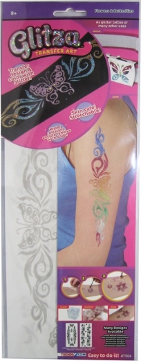 Glitza Blumen und Schmetterlinge – Fortgeschrittenen-Set Schablonen für Glitzertattoos