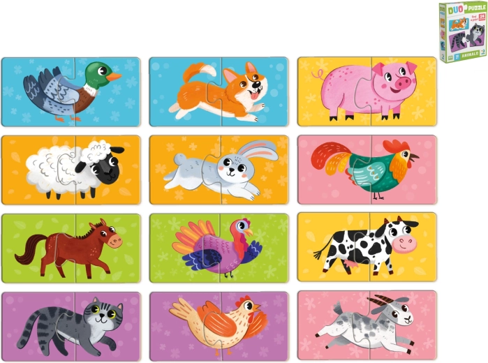 Kinderpuzzle Tiere in der Box (24 Teile, 12 Motive) ab 18 Monaten