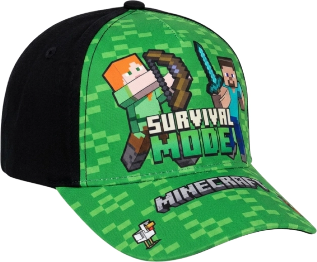 Kinder-Kappe Minecraft Survival Mode grün-schwarz