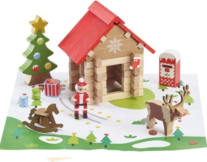 Jeujura Holzbausatz Santas Hütte – 60 Teile