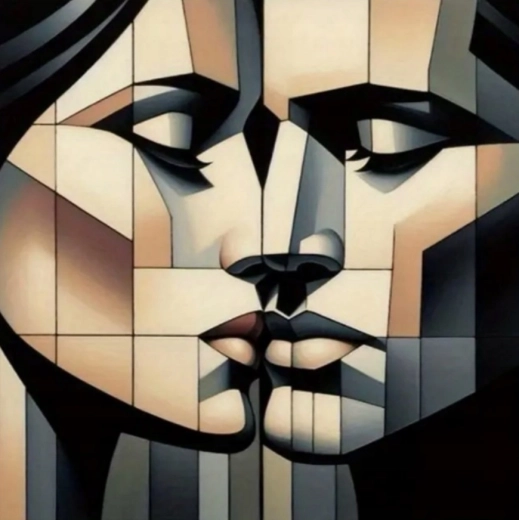 Diamantmalerei Kubistische Gesichter 30 × 40 cm