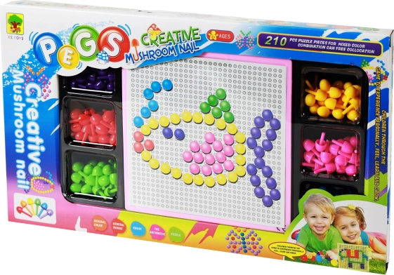 Bunte Mosaik mit Pilzsteckern 210 Stk.