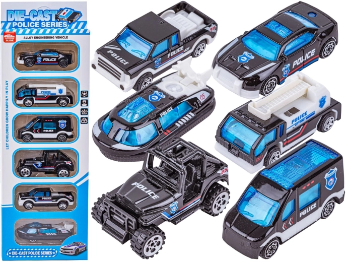 Metall-Polizeiautos 1:64 – Set 6 Stk.