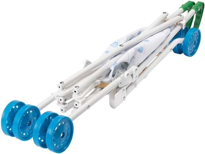 Klappbarer Puppenwagen, der kaum Platz braucht