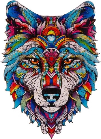 Wolfmotiv, das nach dem Zusammensetzen wie eine Dekoration aussieht