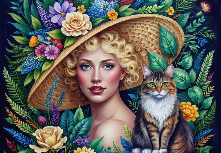 Puzzle BLUEBIRD Dame und Katze 1000 Teile