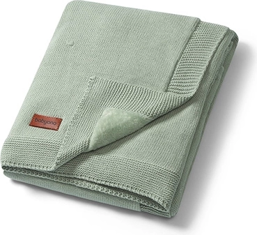 Babyono gefütterte Babydecke aus natürlicher Baumwolle Sage 75 × 100 cm
