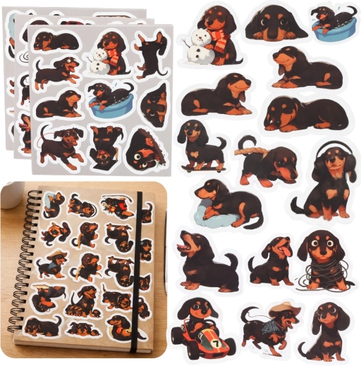 Sticker-Set mit Dackeln, verschiedene Motive, 54 Stk.